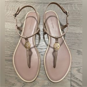 Tory Burch Mini Miller Sandals Nude Makeup 9 NEW NWOB